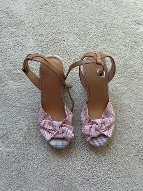 Nautica Pink & White Striped Knot Front Heels